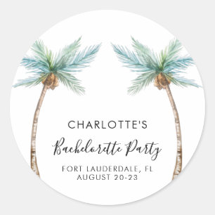 Watercolor Palmbomen Kust Afscheidsparty voor de B Ronde Sticker