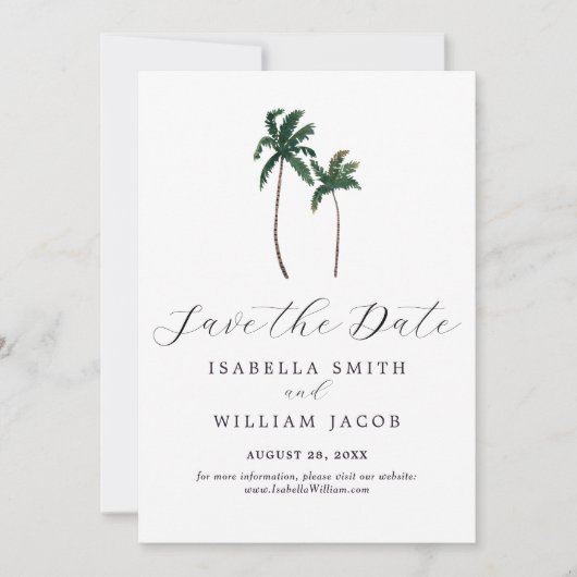 Watercolor Palmbomen Save The Date (Voorkant)