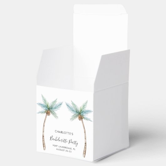 Watercolor Palmbomen Script Meidenavakantie Bedankdoosjes (Geopend)