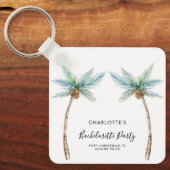 Watercolor Palmbomen Script Meidenavakantie Sleutelhanger (Voorkant)