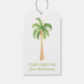 Watercolor Palmboom Kerstmis Cadeaulabel (Voorkant)