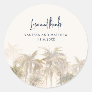 Watercolor Palmboom Script Trouw Dank Je Ronde Sticker