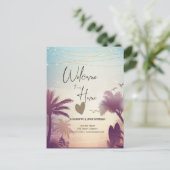 Watercolor Palmen Strand Aankondigingskaart (Staand voorkant)