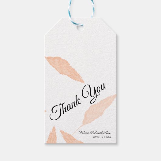Watercolor Pampasblad Silhouet Bruiloft  Cadeaulabel (Voorkant)