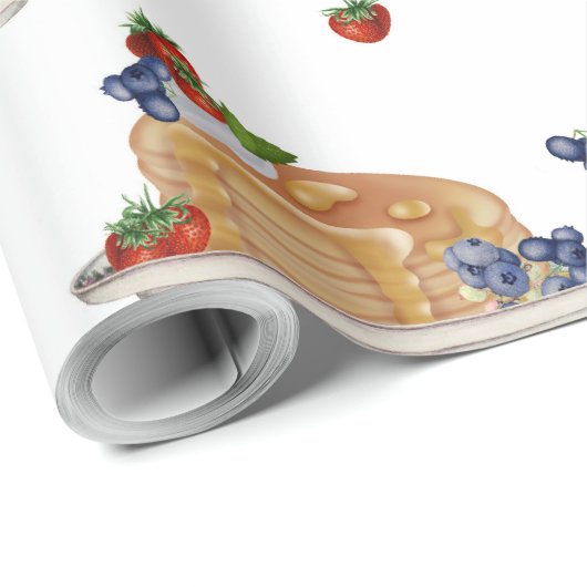 Watercolor Pancakes Berries Breakfast Brunch  Cadeaupapier (Rol Hoek)