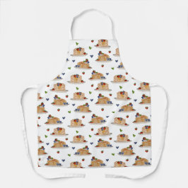 Watercolor Pancakes Berries Breakfast Brunch Schort