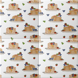 Watercolor Pancakes Berries Breakfast Brunch Tegeltje