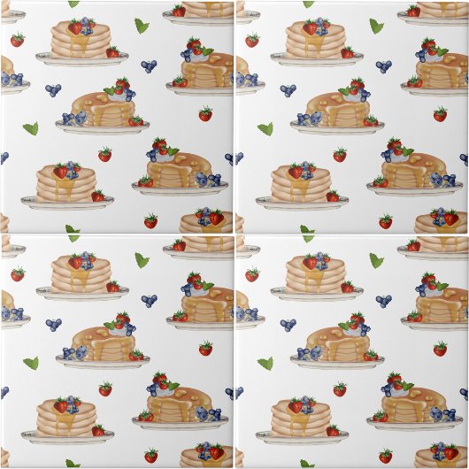 Watercolor Pancakes Berries Breakfast Brunch  Tegeltje
