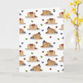 Watercolor Pancakes Berries Breakfast Food Pattern Kaart (Gele Bloem)