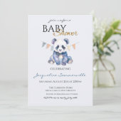 Watercolor Panda bear Baby Shower Kaart (Staand voorkant)