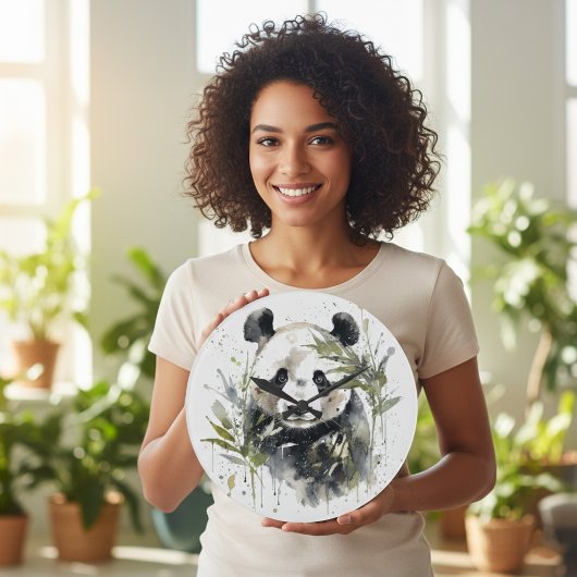 Watercolor Panda Tuin Grote Klok