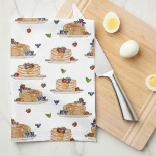 Watercolor Pannenkoeken Bessen Ontbijt Brunch  Theedoek