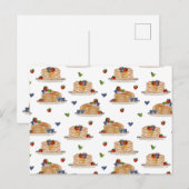 Watercolor Pannenkoeken Bessen Ontbijt Eetpatroon Feestdagenkaart (Voorkant / Achterkant)