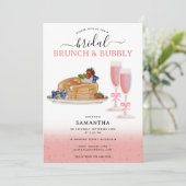 Watercolor Pannenkoeken Brunch & Mousserende Bruid Kaart (Staand voorkant)