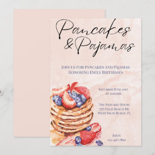 Watercolor Pannenkoeken en Pyjama Feest Kaart