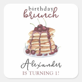 Watercolor Pannenkoeken Verjaardagsfeest Vierkante Sticker