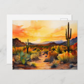 Watercolor Panorama of the Sonoran Desert Briefkaart (Voorkant / Achterkant)