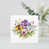 Watercolor Pansy Flowers Bouquet  Kaart (Staand voorkant)