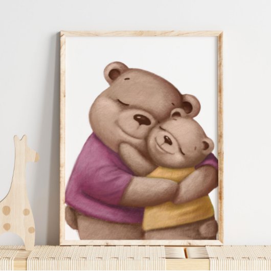 Watercolor Papa Beerknuffel | Beer Muurprint Poster