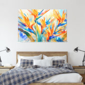 Watercolor paradijsvogel Tropische XL kunst Canvas Afdruk (Insitu (Slaapkamer))