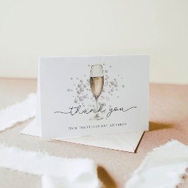Watercolor Parels & Prosecco Bruidsmeisjesfeest Bedankkaart