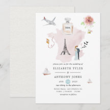 Watercolor Parijs Destination Trouw Monogram