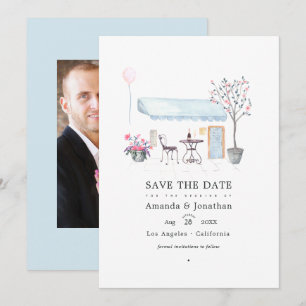 Watercolor Parijs Huwelijksfoto Save The Date