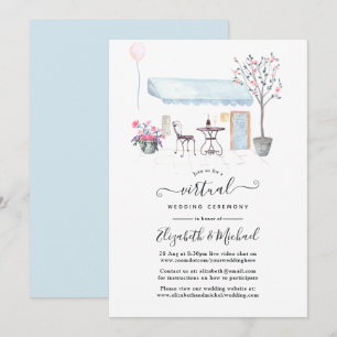 Watercolor Parijs Online Virtueel Huwelijk Kaart