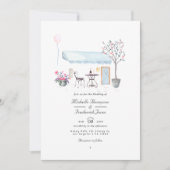 Watercolor Parijs QR Code RSVP Huwelijk Kaart (Voorkant)