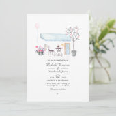 Watercolor Parijs QR Code RSVP Huwelijk Kaart (Staand voorkant)