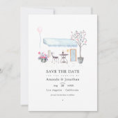 Watercolor Parijs Trouwfoto Save The Date (Voorkant)