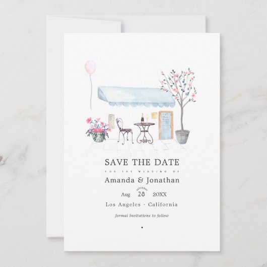 Watercolor Parijs Trouwfoto Save The Date (Voorkant)
