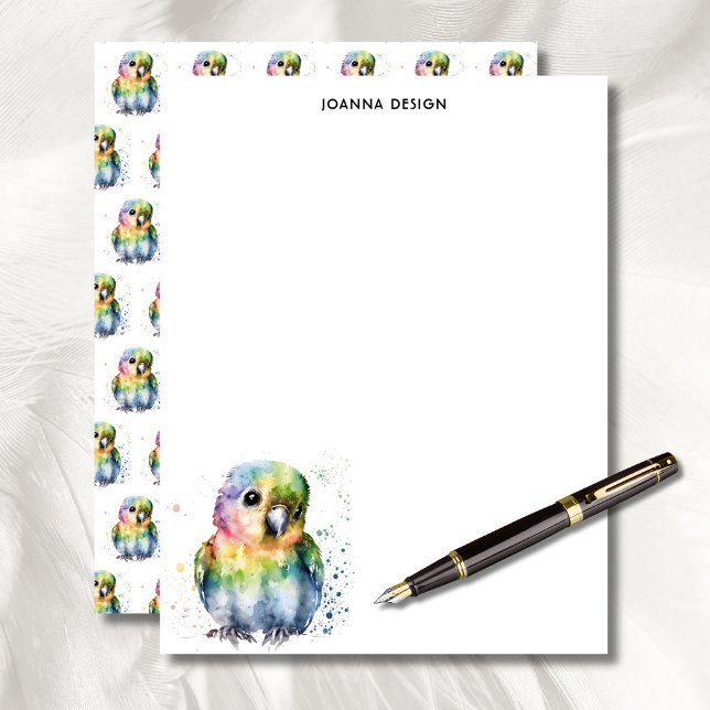 Watercolor Parrot Luxury Business Stationery  Briefhoofd (Creator heeft geüpload)