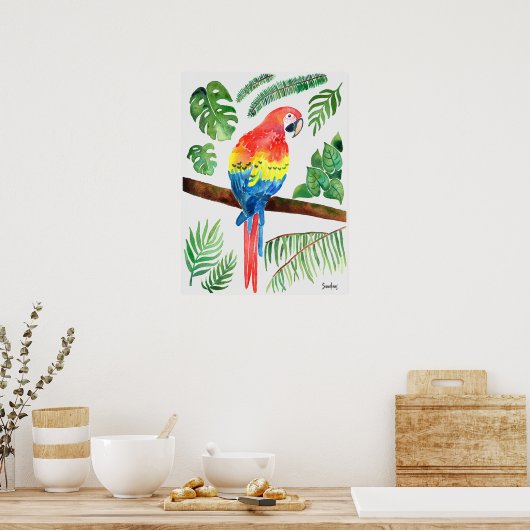 Watercolor Parrot Poster (Keuken)
