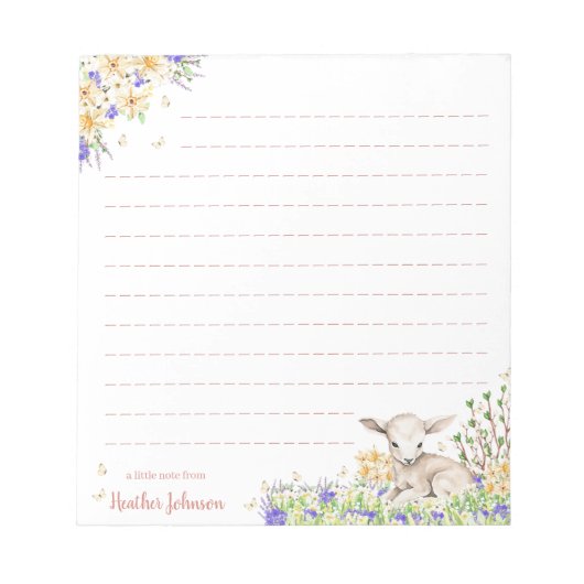 Watercolor Pasen Bloem Lamb Notitieblok (Voorkant)