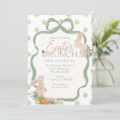 Watercolor Pasen Brunch Uitnodiging | Konijn & Gro (Staand voorkant)