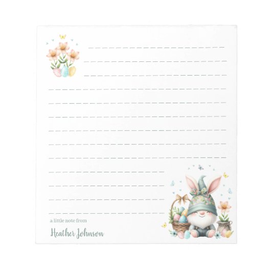 Watercolor Pasen Kabouter Gepersonaliseerd Notitieblok (Voorkant)