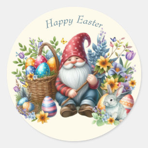 Watercolor Pasen Kabouter Gepersonaliseerd Ronde Sticker