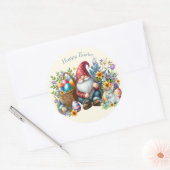 Watercolor Pasen Kabouter Gepersonaliseerd Ronde Sticker (Envelop)