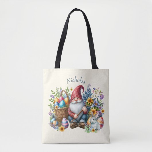 Watercolor Pasen Kabouter Gepersonaliseerd Tote Bag (Voorkant)