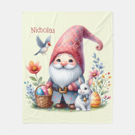Watercolor Pasen Kabouter Persoonlijk Fleece Deken (Voorkant)