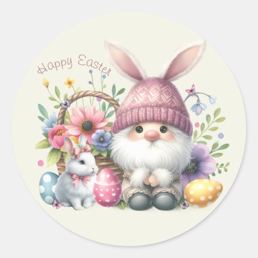 Watercolor Pasen Kabouter Persoonlijk Ronde Sticker (Voorkant)