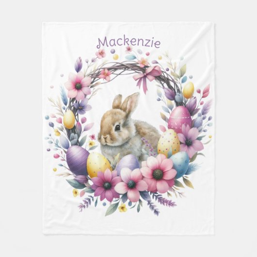 Watercolor Pasen Konijn Gepersonaliseerd Fleece Deken (Voorkant)