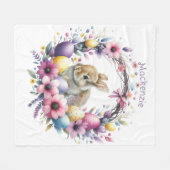 Watercolor Pasen Konijn Gepersonaliseerd Fleece Deken (Voorkant (Horizontaal))