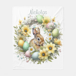 Watercolor Pasen Konijn Gepersonaliseerd Fleece Deken