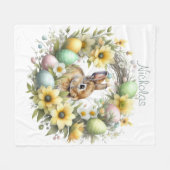 Watercolor Pasen Konijn Gepersonaliseerd Fleece Deken (Voorkant (Horizontaal))
