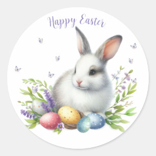 Watercolor Pasen Konijn Gepersonaliseerd Ronde Sticker