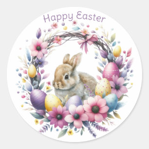 Watercolor Pasen Konijn Gepersonaliseerd Ronde Sticker