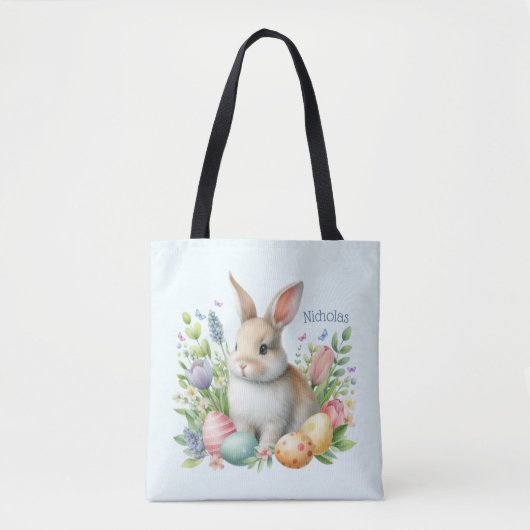 Watercolor Pasen Konijn Gepersonaliseerd Tote Bag (Voorkant)