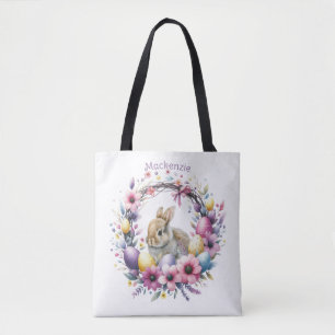 Watercolor Pasen Konijn Gepersonaliseerd Tote Bag